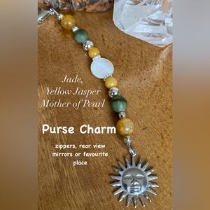 2/$30 Sunshine Jade, Jasper & Mother of Pearl Gemstone Purse Charm/Accessory